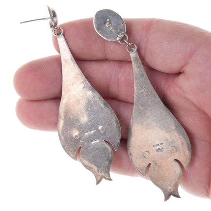 Huge Vintage Navajo Garcia Sterling Multi-stone earrings - Estate Fresh Austin