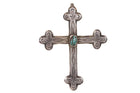 Huge Vintage Navajo sterling silver Spiderweb turquoise cross pendant - Estate Fresh Austin