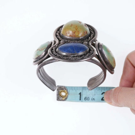 Huge Vintage Navajo Silver Turquoise/Lapis Cuff bracelet - Estate Fresh Austin