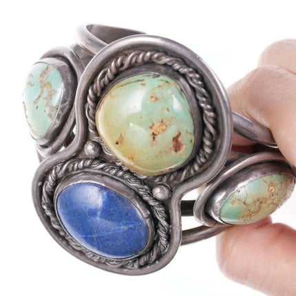 Huge Vintage Navajo Silver Turquoise/Lapis Cuff bracelet - Estate Fresh Austin