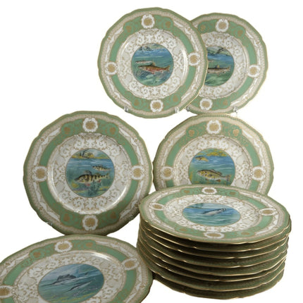 Hutschenreuther Black Knight Fish Plate Set Made for American Market (13) - Estate Fresh Austin