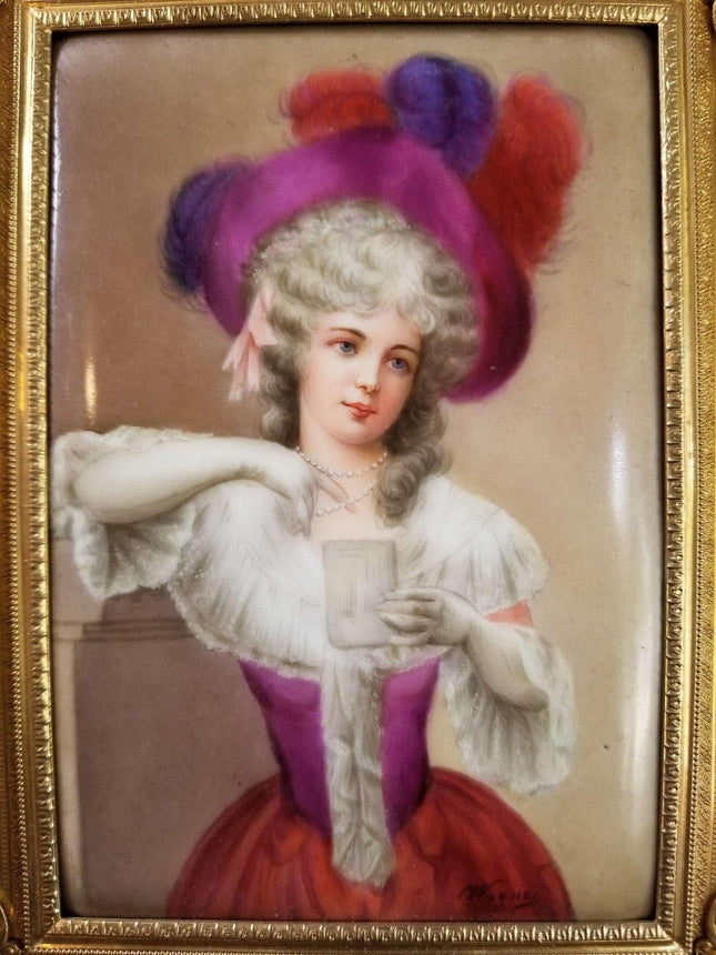 Hutschenreuther Portrait Plaque signed Wagner Duchess of Leicestershire in fancy - Estate Fresh Austin