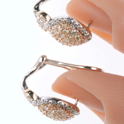 14k gold Estate 1.2cttw Diamond French clip earrings - Estate Fresh Austin