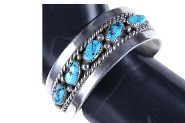 7" Tommy Moore Sterling Turquoise Navajo cuff bracelet - Estate Fresh Austin