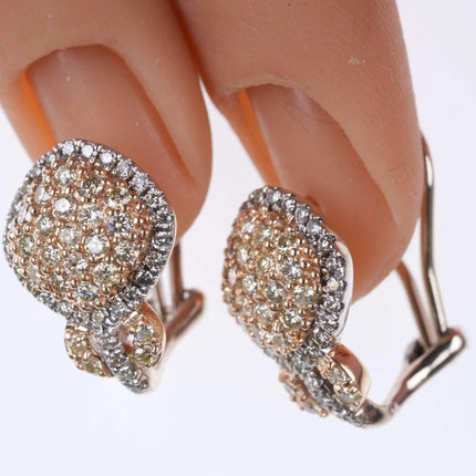 14k gold Estate 1.2cttw Diamond French clip earrings - Estate Fresh Austin