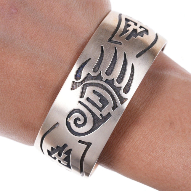 6 7/8" Hopi Overlay Sterling cuff bracelet