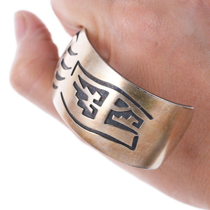 6 7/8" Hopi Overlay Sterling cuff bracelet