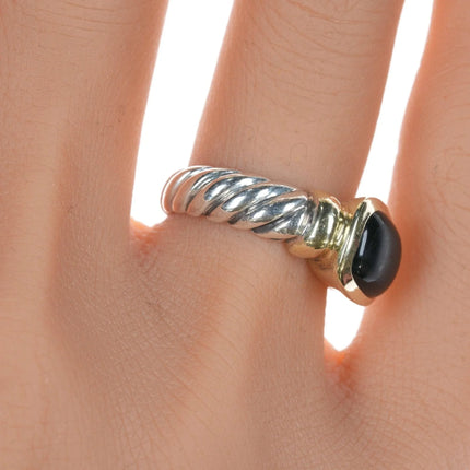 sz5 David Yurman 14k/Sterling Onyx ring - Estate Fresh Austin