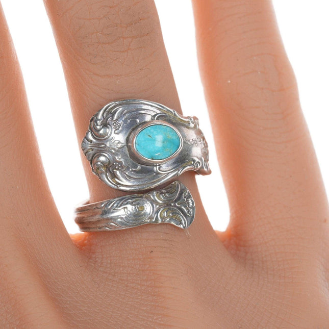 sz6 Adjustable Towle Old Master Sterling ring with turquoise