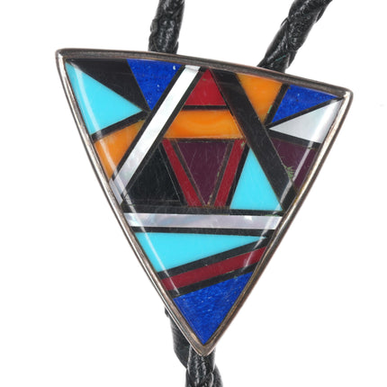 80's-90's Sterling Multi-stone Intarsia inlay bolo tie