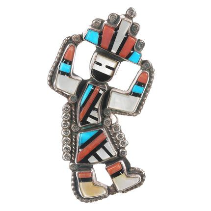 sz4.5 60's-70's Huge Vintage Zuni sterling Rainbow Man ring