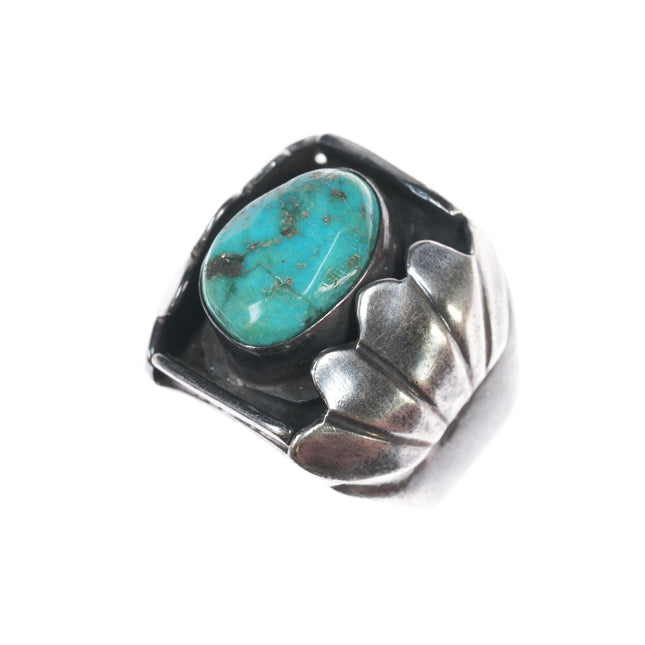 sz9.5 60's-70's CM Native American silver and turquoise ring