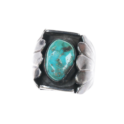 sz9.5 60's-70's CM Native American silver and turquoise ring