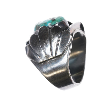 sz9.5 60's-70's CM Native American silver and turquoise ring