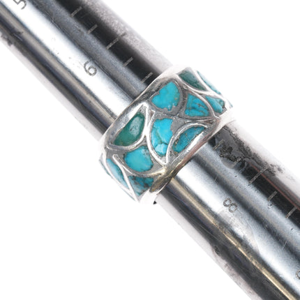 sz7.5 Alice Leekya Homer Zuni silver and turquoise inlay ring