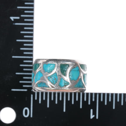 sz7.5 Alice Leekya Homer Zuni silver and turquoise inlay ring