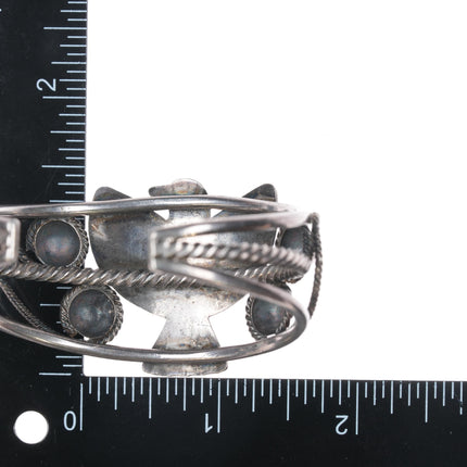 6 3/8" 40's-50's Navajo silver and turquoise thunderbird cuff bracelet