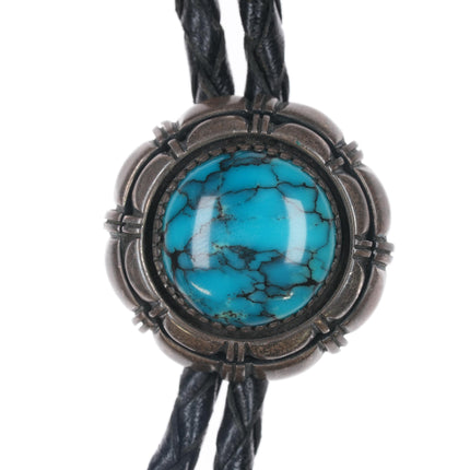 Herbert Begay Sterling and Skyhorse turquoise bolo tie