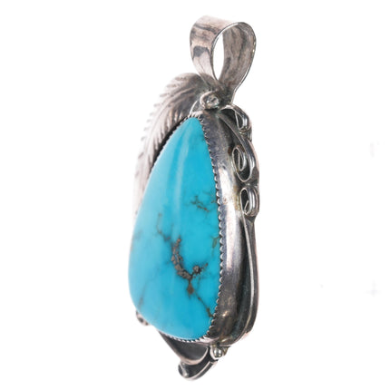 Vintage CT Native American sterling and turquoise pendant