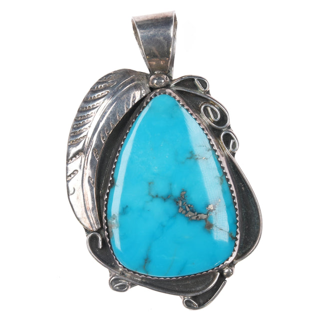 Vintage CT Native American sterling and turquoise pendant