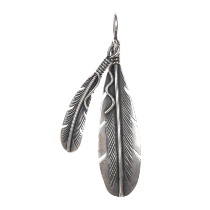 CM Navajo Delgarito Shop Sterling double Feather pendant