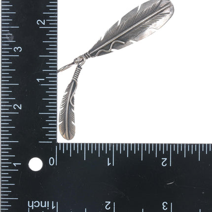 CM Navajo Delgarito Shop Sterling double Feather pendant