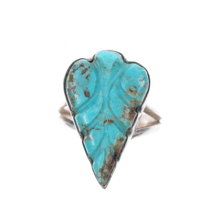 sz7 Vintage Zuni carved turquoise ring