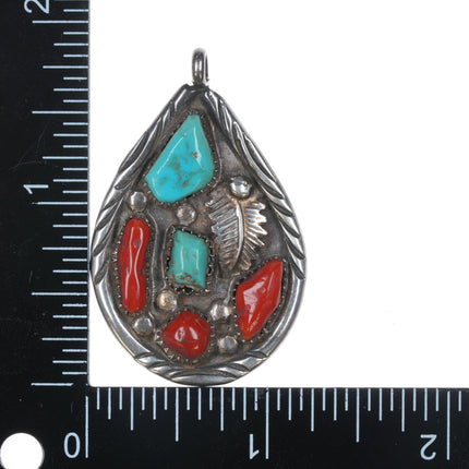 Angelita Cheama Zuni Sterling pendant with turquoise and coral