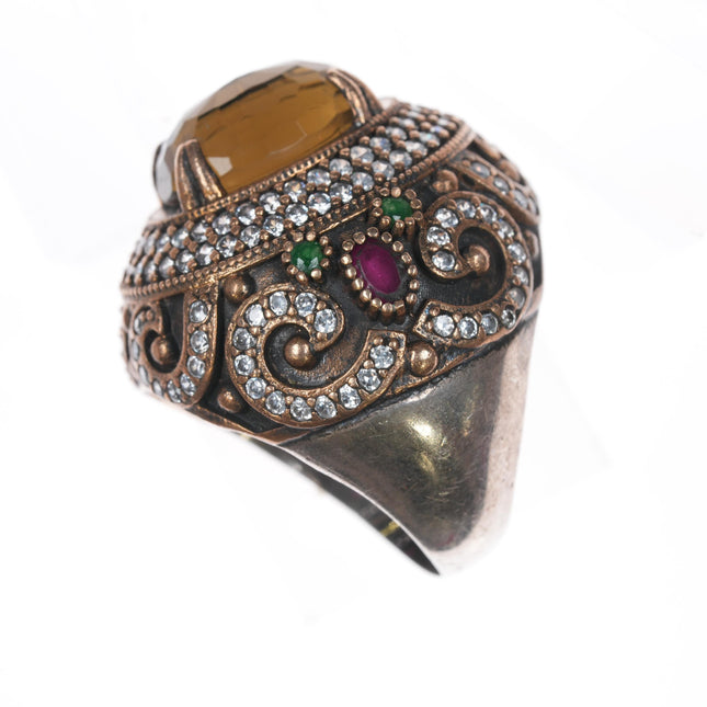 Sz10 Oversized Sterling gemset Mogul ring