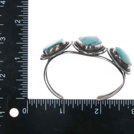 5 5/8" Vintage Native American silver cuff bracelet with turquoise