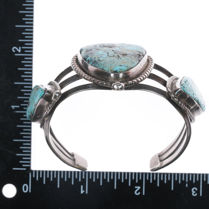 6 3/8" Vintage Native American silver cuff bracelet with turquoise hallmarked