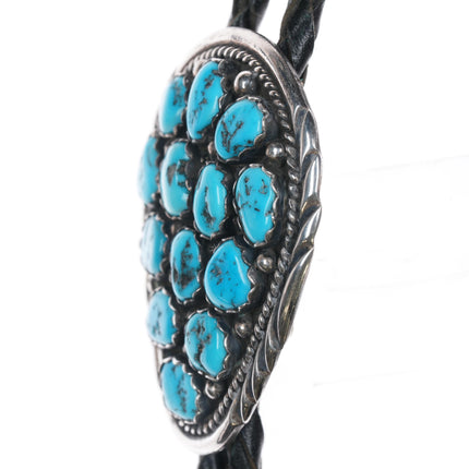 80's Spencer Navajo Sterling turquoise cluster bolo tie