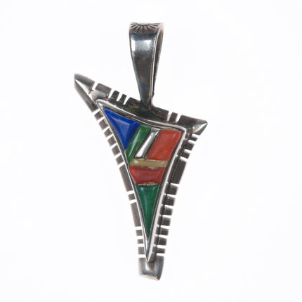 David Tune Creek/Navajo Sterling multi-stone cobblestone inlay pendant