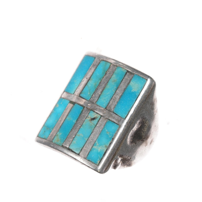 sz7 Native American Silver turquoise channel inlay ring Gilbert Ortega