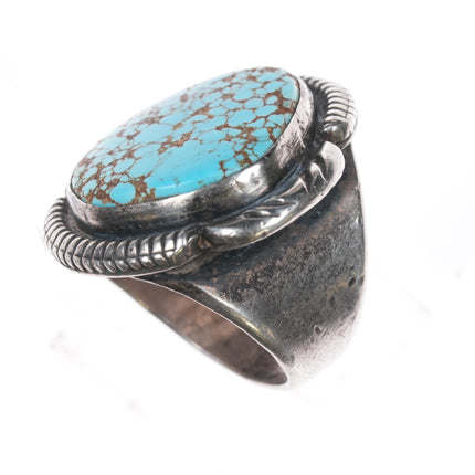 sz9 Carl Allen Begay (1912-1972) Navajo sterling #8 turquoise ring