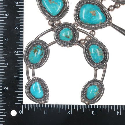 Heavy 1970's Art Tafoya Yaqui Sterling high grade turquoise squash blossom necklace