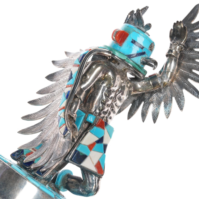 2 pound Vintage Sterling silver Eagle Kachina doll turquoise, coral inlay