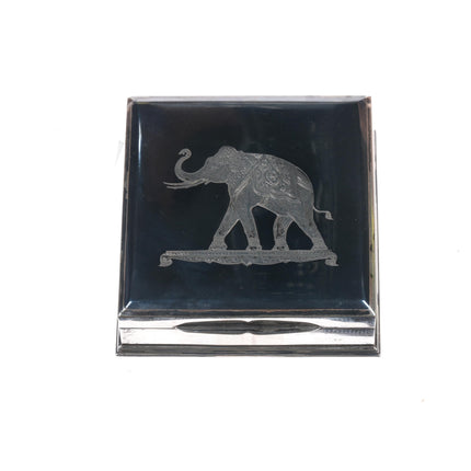 Alex Siam Sterling silver niello jewelry box with elephant