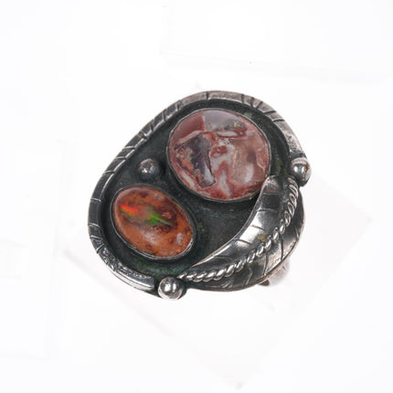 sz6 Vintage Sterling Mexican Boulder fire opal ring