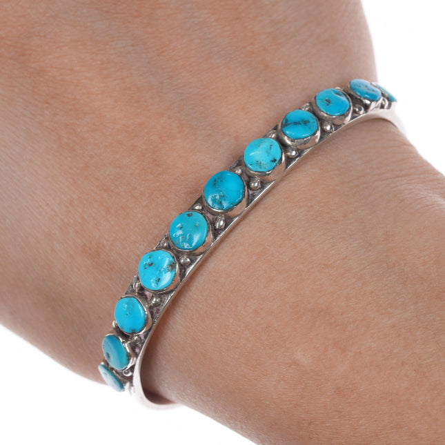 6.5" 30's-40's Navajo silver and turquoise row cuff bracelet