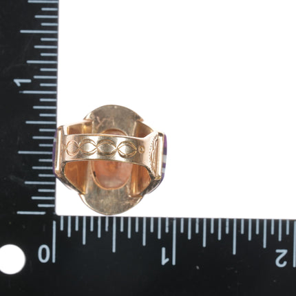 sz6.75 Herman Hoskie Navajo 14k Gold Sugilite/opal inlay ring