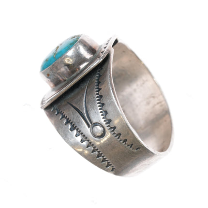 sz15 c1940's Navajo silver ring with nice turquoise