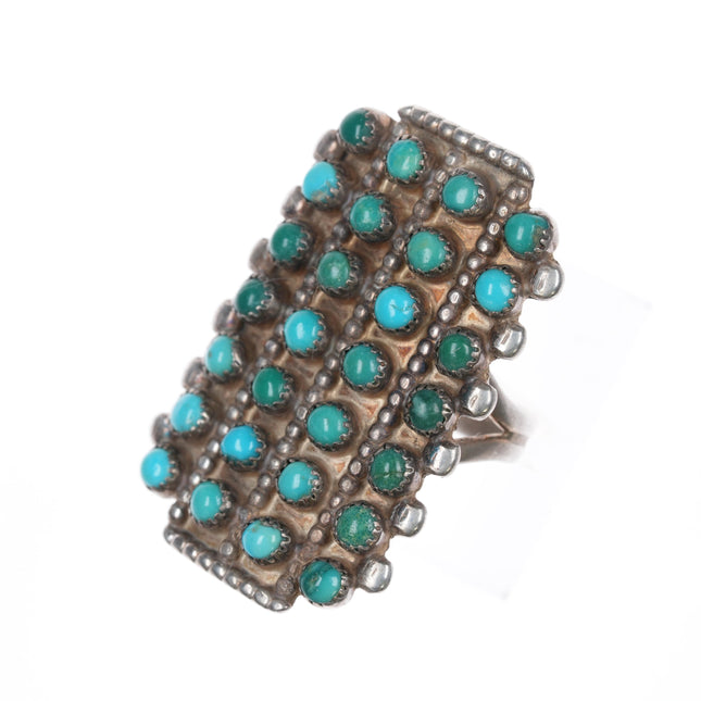 sz8 40's-50's Zuni snake eye turquoise silver ring