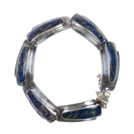 6.75" Enrique Ledesma Modernist Taxco sterling chrysocolla bracelet