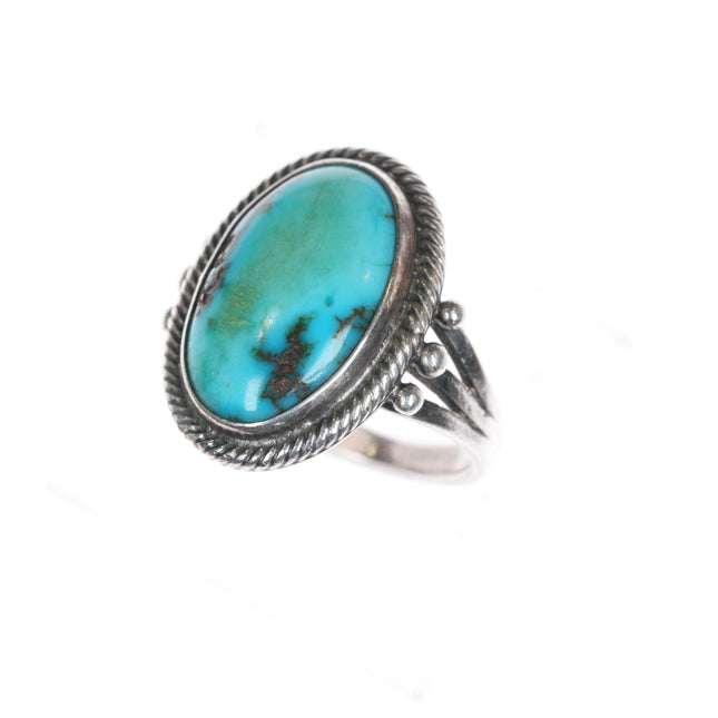 sz5 Vintage Navajo silver ring with nice turquoise