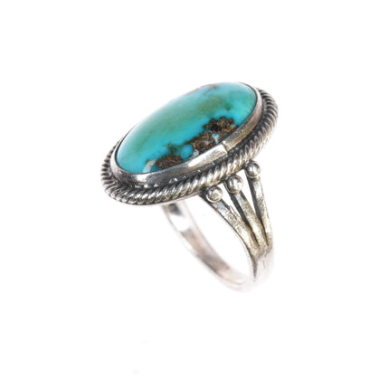 sz5 Vintage Navajo silver ring with nice turquoise