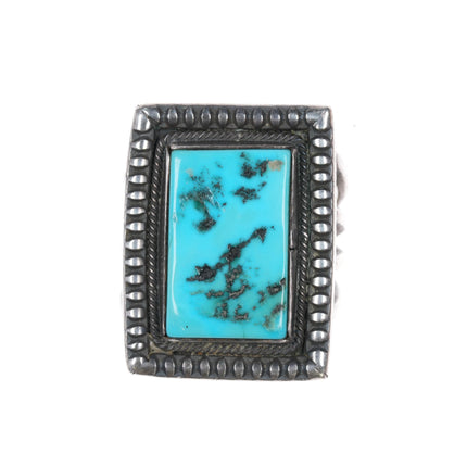 sz9.75 Harry Morgan Navajo square Sterling ring with turquoise