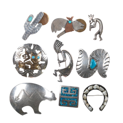 Vintage Native American/Southwestern sterling pin collection