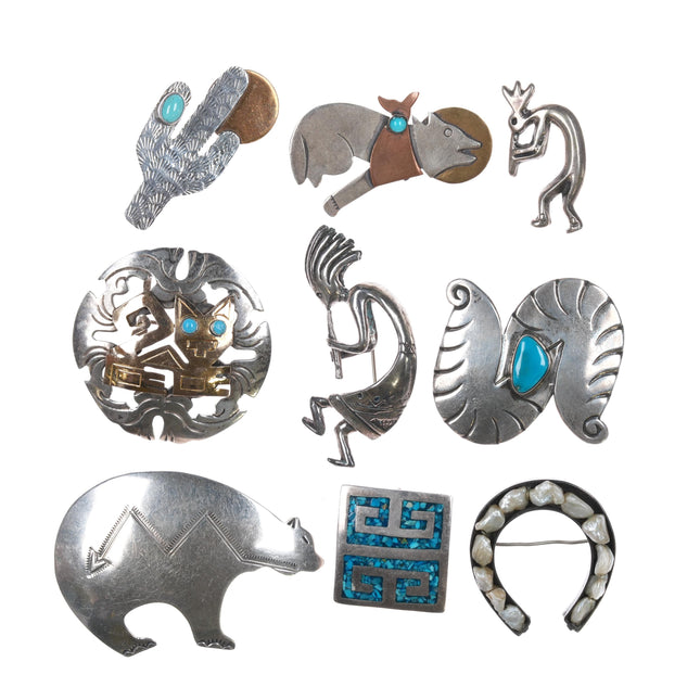 Vintage Native American/Southwestern sterling pin collection