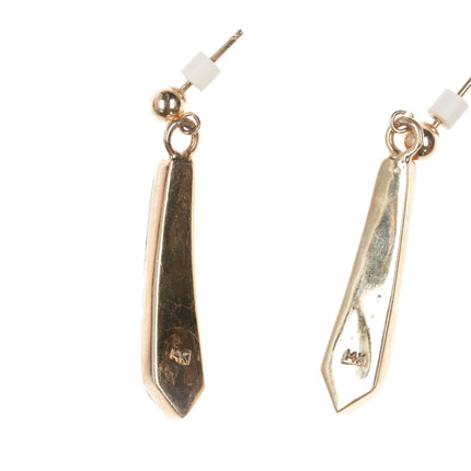 Vintage 14k Zuni gold ore in quartz channel inlay earrings - Estate Fresh Austin